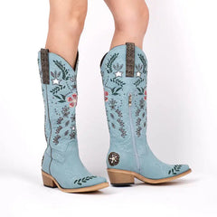 Embroidery Pointed Toe Western Boots