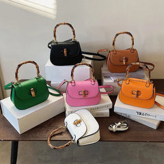 Bamboo Handle Saddle Crossbody Bag