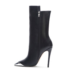 Snake Print Pointed Toe Stiletto Boots