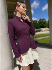 Diagonal Button Peplum Blazer