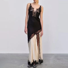 Black lace beige dress