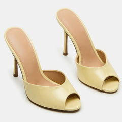 Peep Toe Stiletto Heel Mules