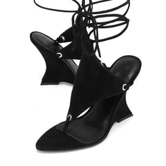 Thong Wedge Lace Up Sandal