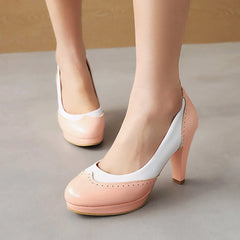 Pumps Thick Heel Round Toe Shoes