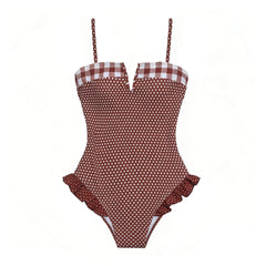 Polka Dot Gingham Ruffled Swimwear Set