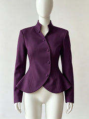 Diagonal Button Peplum Blazer