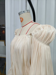 Off-the-Shoulder Pleated Asymmetrical Mini Dress