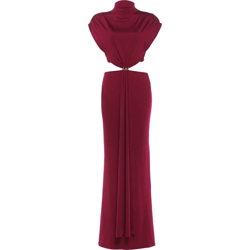 Red evening gown on a white background