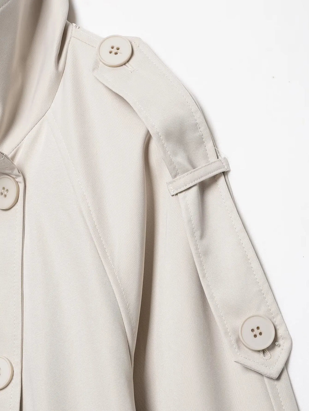 Double Breasted High Neck Coat Sleeve Detail