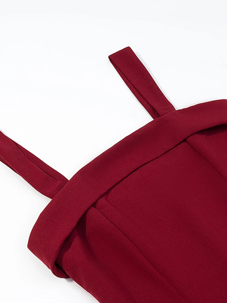 Close-up of a red garment with straps 