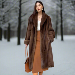 Thick Warm Long Faux Fur Coat Lapel Loose Women Jacket Golden Atelier