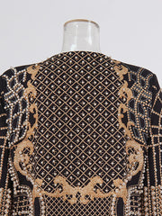 Embellished Beaded Geometric Print Coat