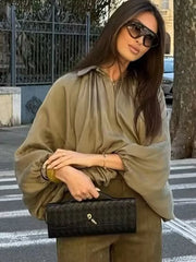 Ruched Batwing Sleeve Bomber Jacket