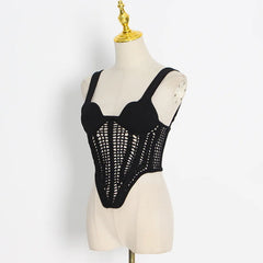 Hollow Out Knit Cropped Top Female Vest