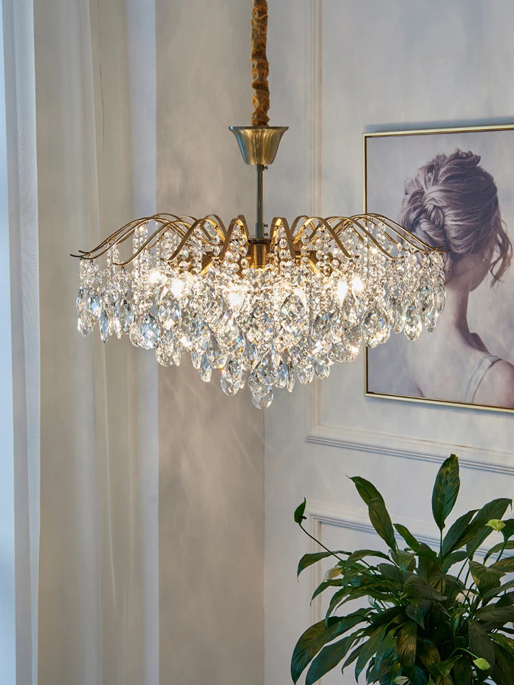 Crystal Chandelier Chain Pendant Ceiling Lighting