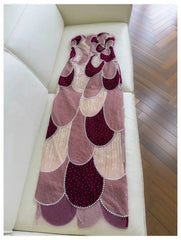 Velvet Colour-Blocked Beaded Column Dress