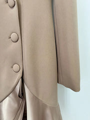 Long Sleeve Lapel Collar Ruffled Blazer Midi Dress