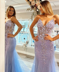 Elegant Prom Dress with Applique Mermaid Evening Dresses