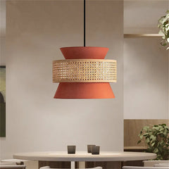 Hand Woven Rattan Pendant Lamp with LED Lighting Fixture