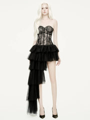 Black lace corset bodice detail