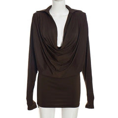 Cowl Neck Long Sleeve Mini Dress