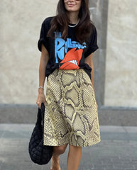 Snake Print Midi Pencil Skirt