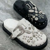  Rivets Punk Rock PU Leather Casual Outdoor Slides