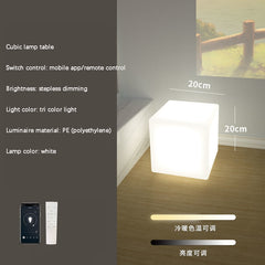 Floor Lamp Side Table Frosted 3color Light Square Corner Table