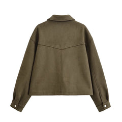 Faux Leather Patch Pocket Bomber Jacket