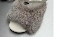 Faux Fur Slide High Heel Mules