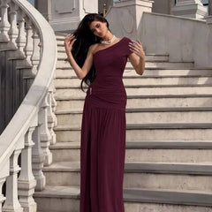 One Shoulder Draped Maxi Dress