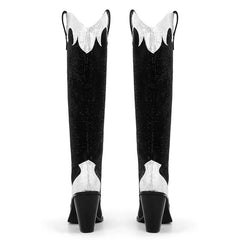 Knee high rhinestone cowboy boots - side view