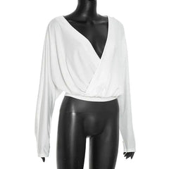 Deep V neck Draped Crop Top