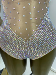 Rhinestone Mesh Strappy Bodysuit