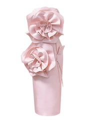 3D Floral Strapless High Waist Bandage Dress For Women