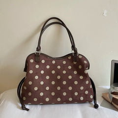Polka Dot Faux Leather Tote Bag