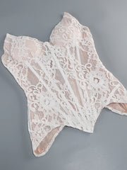 White Lace Corset Top and Maxi Skirt Set