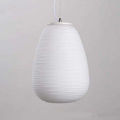 Milky White Glass Whorls Cocoon Acrylic Hanging Lamp - Golden Atelier