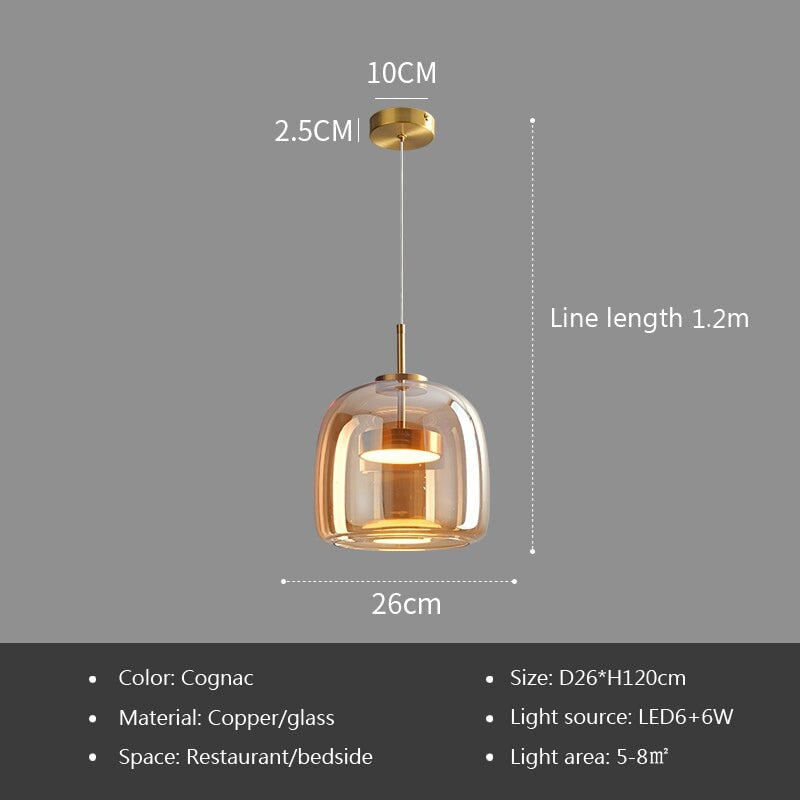 Glass LED Hanging Luminaire Suspension Lamp