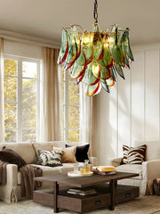 Glass Petal Green Red Hanging Lamp for Ceiling Led