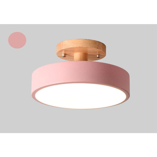 LED ceiling Lamp Round Metal Rubber Wood Interior Light