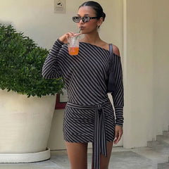 Striped Off-Shoulder Dress