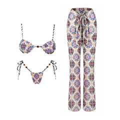 Geometric Patterned Two Piece Swimwear Set