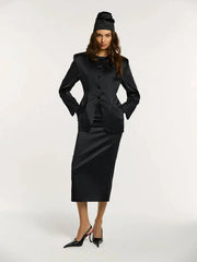 Satin Hourglass Waist Blazer