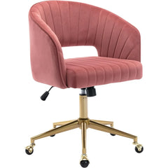Swivel Velvet Desk Chair With Gold Base