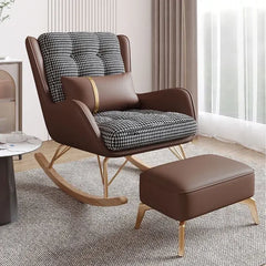 Light Luxury Home Rocking Chair Modern Simple Network Celebrity Lunch Chair Living Room Balcony Bedroom Lazy Sofa Chair Recliner - Golden Atelier