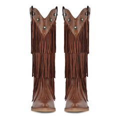 Fringe Pointed Toe Western Boots