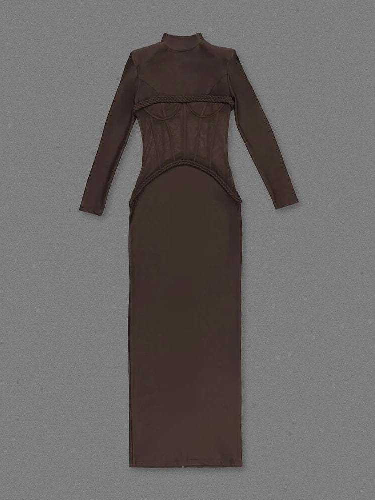 Brown dress on a gray background