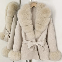 Faux Fur Trim Belted Jacket
