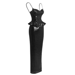 Sequin Corset Crop Top And Maxi Skirt Set